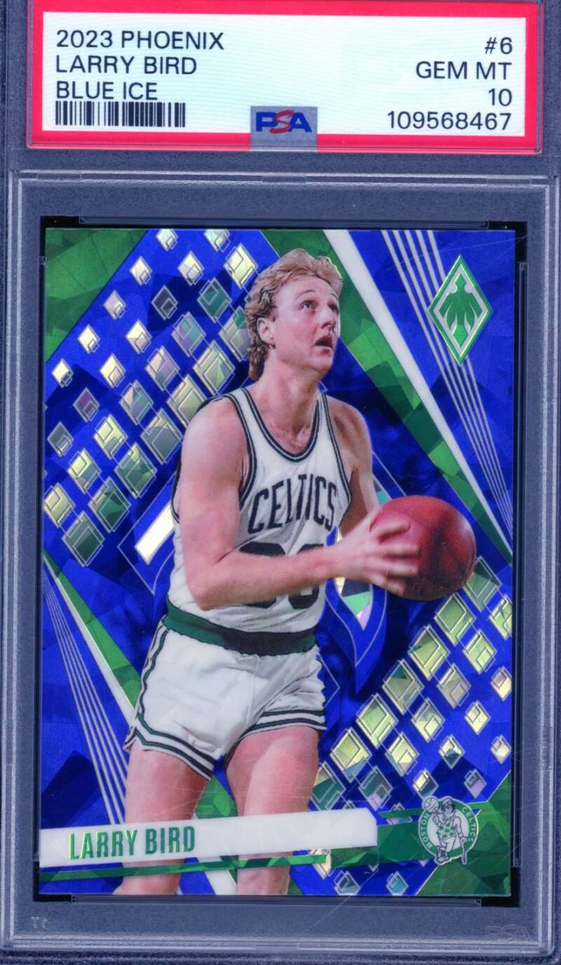 Larry Bird Card 2023-24 Phoenix Blue Ice (pop 4) #6 PSA 10 Image 1