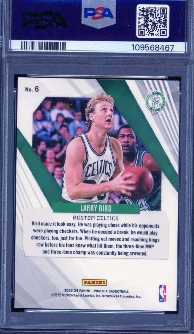 Larry Bird Card 2023-24 Phoenix Blue Ice (pop 4) #6 PSA 10 Image 2