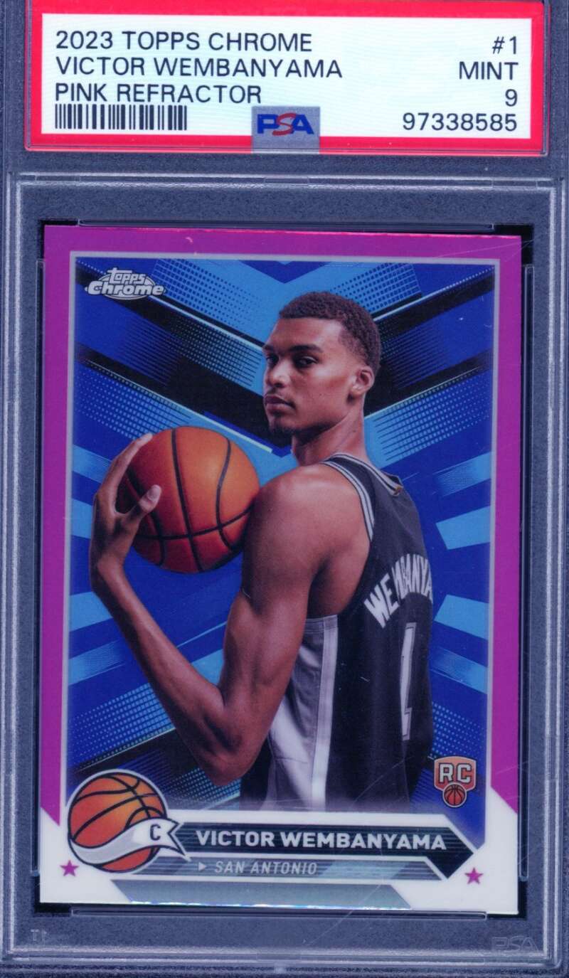 Victor Wembanyama Rookie Card 2023-24 Topps Chrome #Pink Refractor #1 PSA 9 Image 1