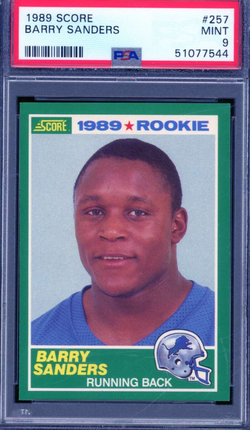 Barry Sanders Rookie Card 1989 Score #257 PSA 9 Image 1