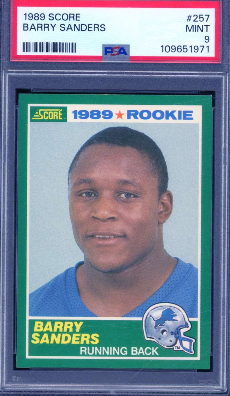 Barry Sanders Rookie Card 1989 Score #257 PSA 9 Image 1
