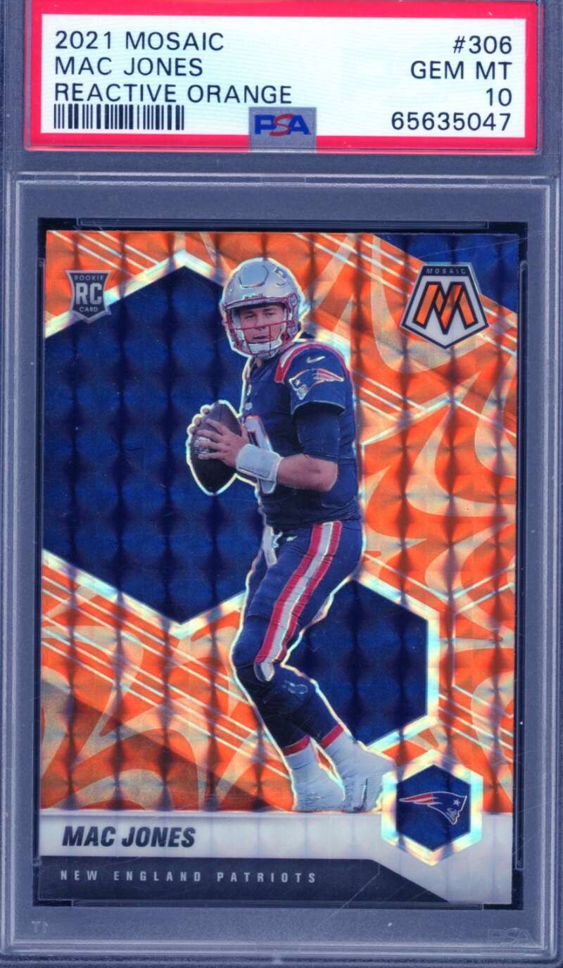 Mac Jones Rookie Card 2021 Mosaic Reactive Orange #306 PSA 10 Image 1