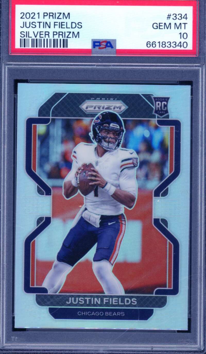Justin Fields Rookie Card 2021 Prizm Silver Prizm #334 PSA 10 Image 1