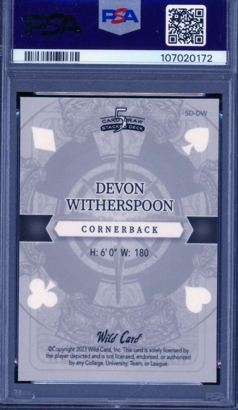 Devon Witherspoon Rookie Card 2023 WC King Gold (1 of 1) (1/1) #DW PSA 10 Image 2