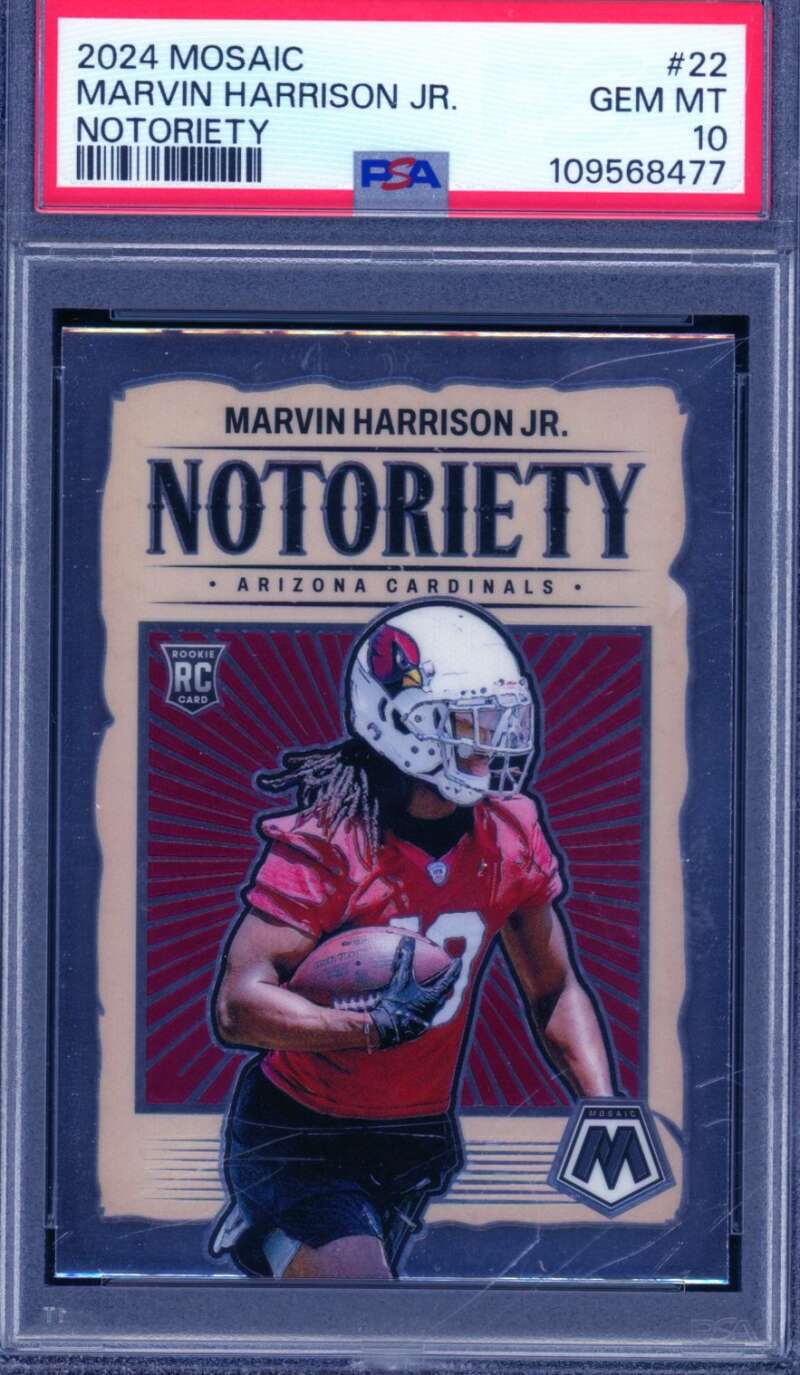 Marvin Harrison Jr. Card 2024 Mosaic Notoriety #22 PSA 10 Image 1