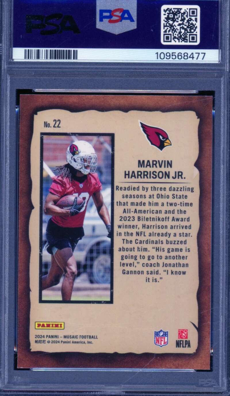 Marvin Harrison Jr. Card 2024 Mosaic Notoriety #22 PSA 10 Image 2