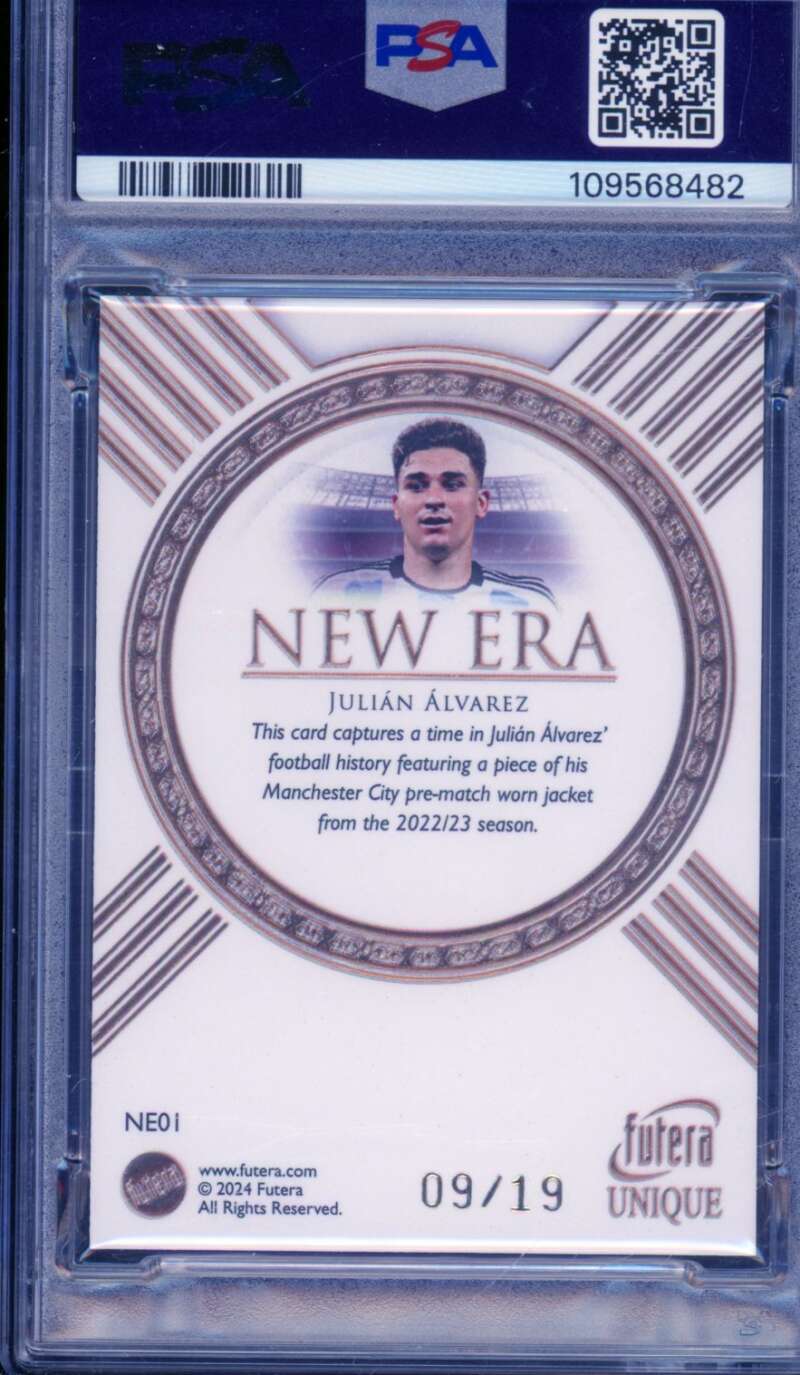 Julian Alvarez 2024 Futera Unique WF New Era Memorabilia ((9/19) #NE01 PSA 10 Image 2