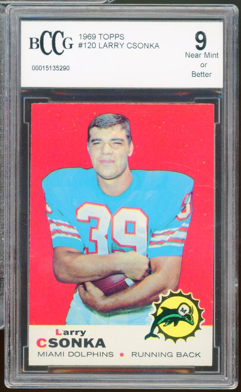 1969 Topps #120 Larry Csonka Rookie Card BGS BCCG 9 Near Mint+ Image 1