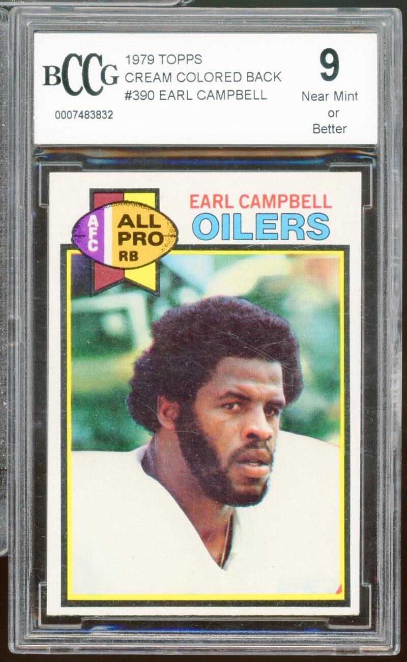 1979 Topps #390 Earl Campbell Rookie Card BGS BCCG 9 Near Mint+ Image 1
