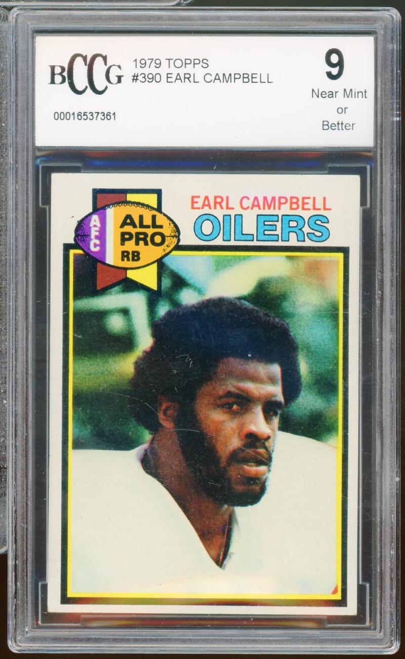 1979 Topps #390 Earl Campbell Rookie Card BGS BCCG 9 Near Mint+ Image 1