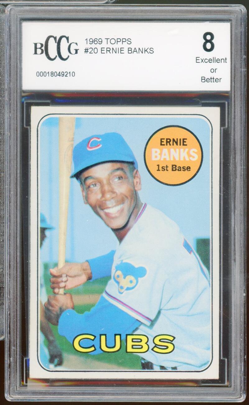 1969 Topps #20 Ernie Banks Card BGS BCCG 8 Excellent+ Image 1