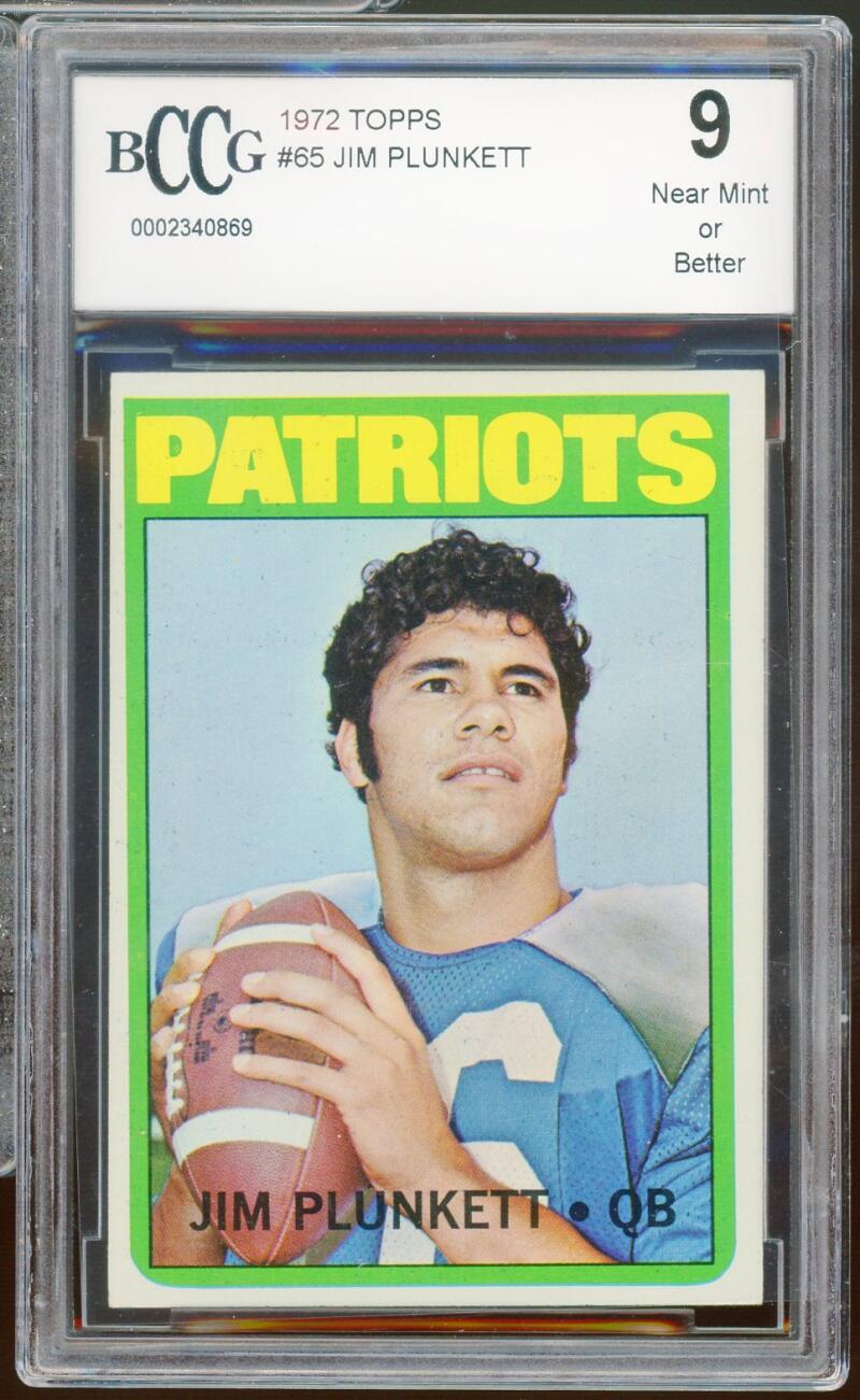 1972 Topps #65 Jim Plunkett Rookie Card BGS BCCG 9 Near Mint+ Image 1