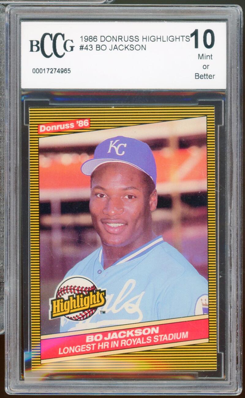 1986 Donruss Highlights #43 Bo Jackson Rookie Card BGS BCCG 10 Mint+ Image 1