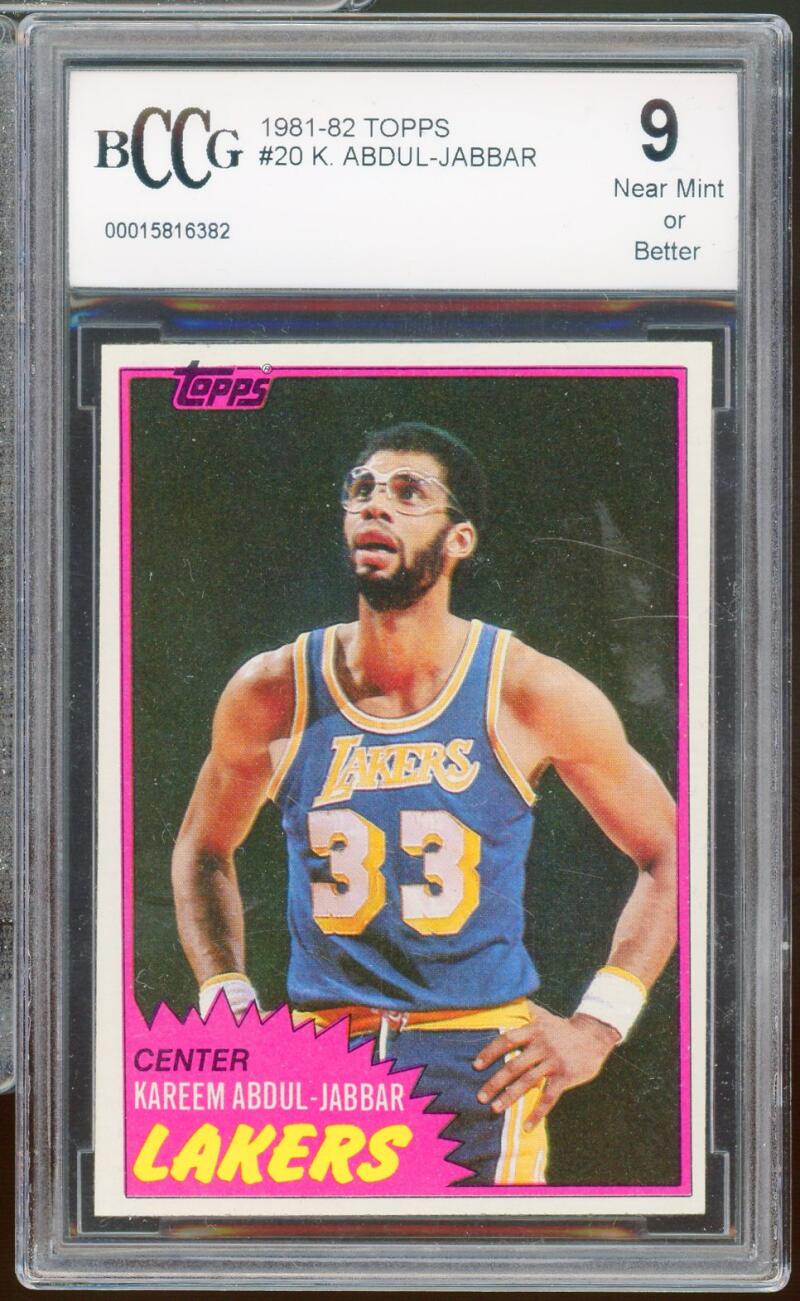 1981-82 Topps #20 Kareem Abdul-Jabbar Card BGS BCCG 9 Near Mint+ Image 1