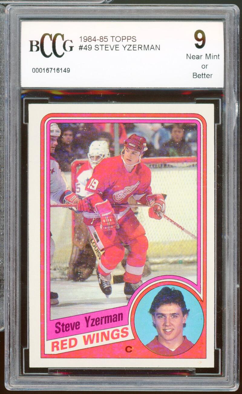 1984-85 Topps #49 Steve Yzerman Rookie Card BGS BCCG 9 Near Mint+ Image 1
