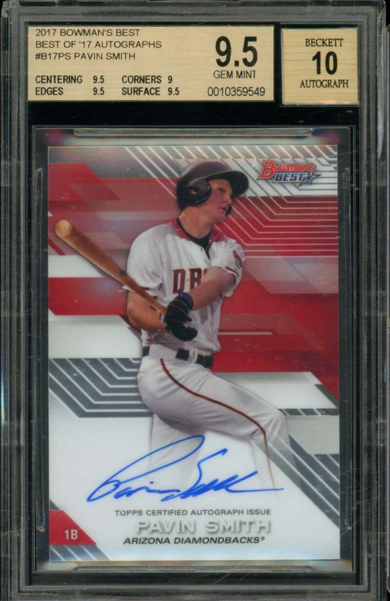Pavin Smith Rookie Card 2017 Bowman's Best Best Of Autographs #B17PS BGS 9.5 Image 1