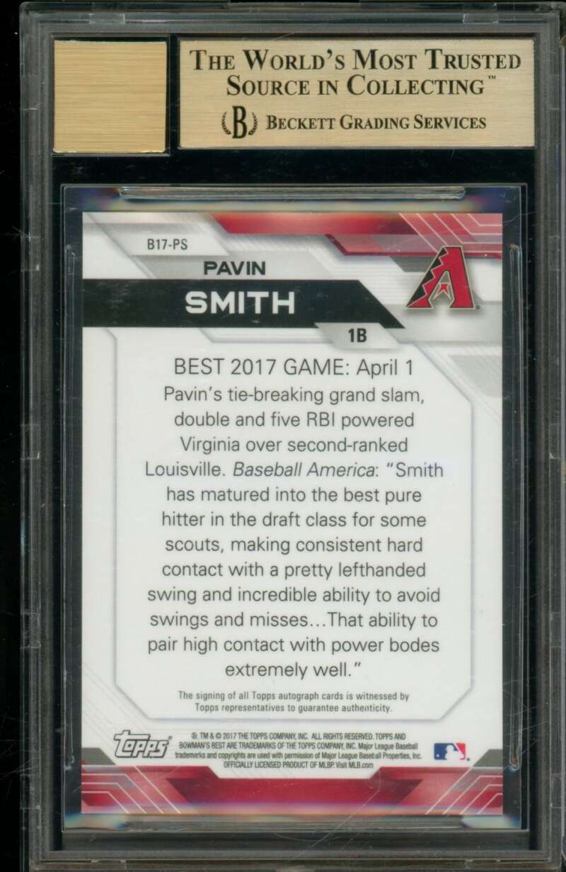 Pavin Smith Rookie Card 2017 Bowman's Best Best Of Autographs #B17PS BGS 9.5 Image 2