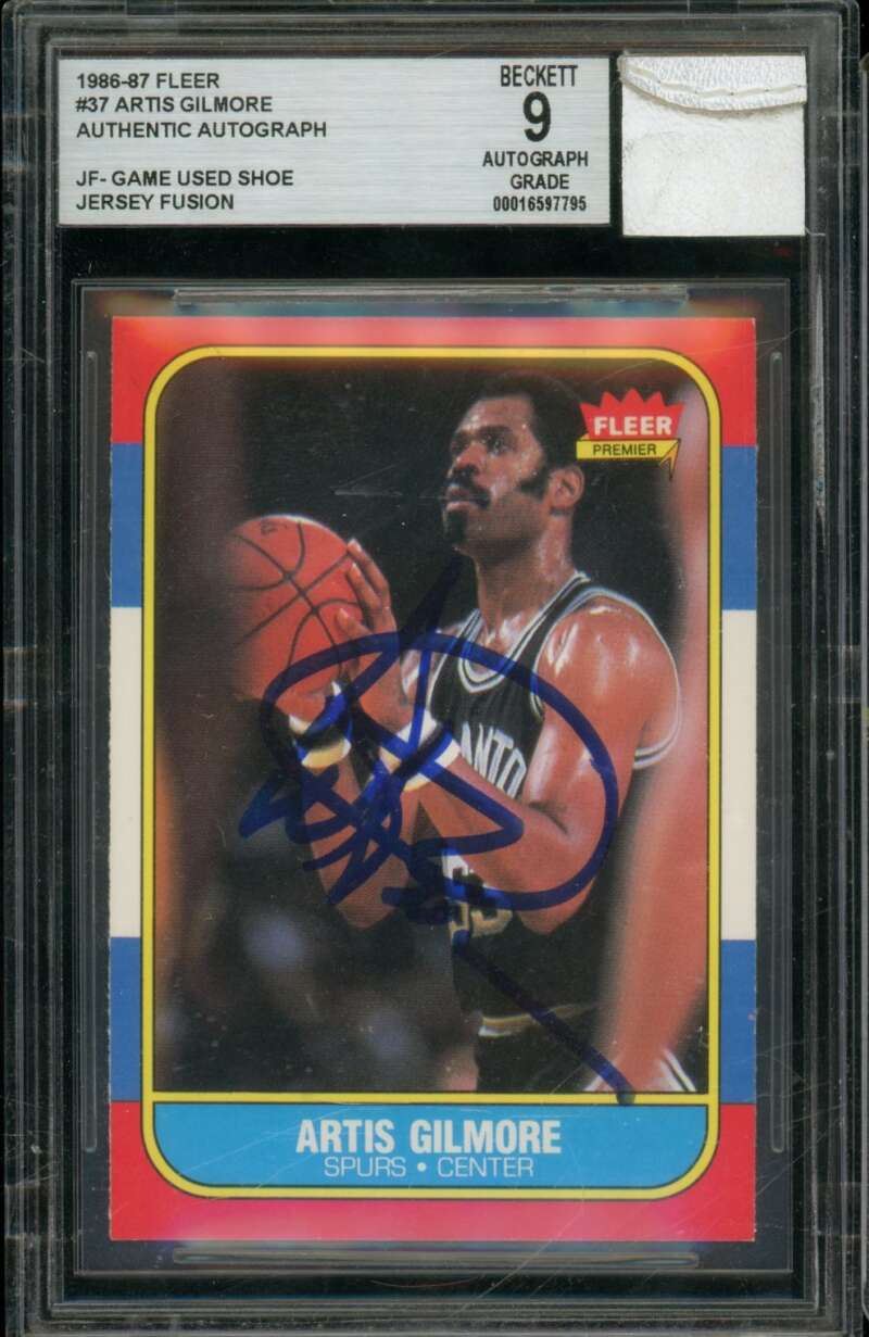Artis Gilmore Card 1986-87 Fleer Authentic Autograph Shoe #37 BGS 9 Auto Image 1