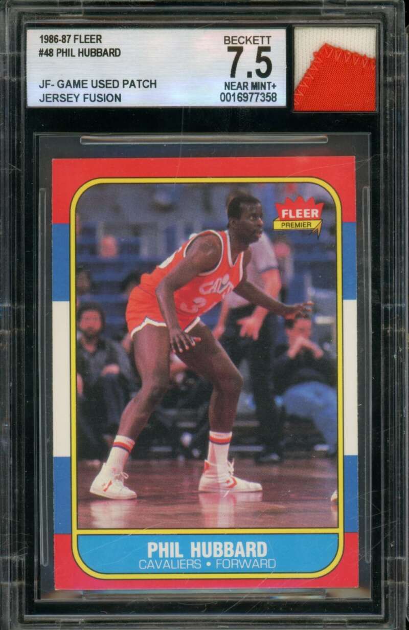 Phil Hubbard Card 1986-87 Fleer Game Used Patch #48 BGS 7.5 Image 1