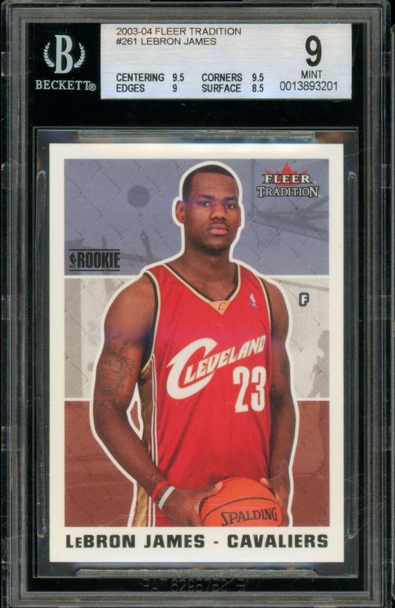 LeBron James Rookie Card 2003-04 Fleer Tradition #261 BGS 9 Image 1