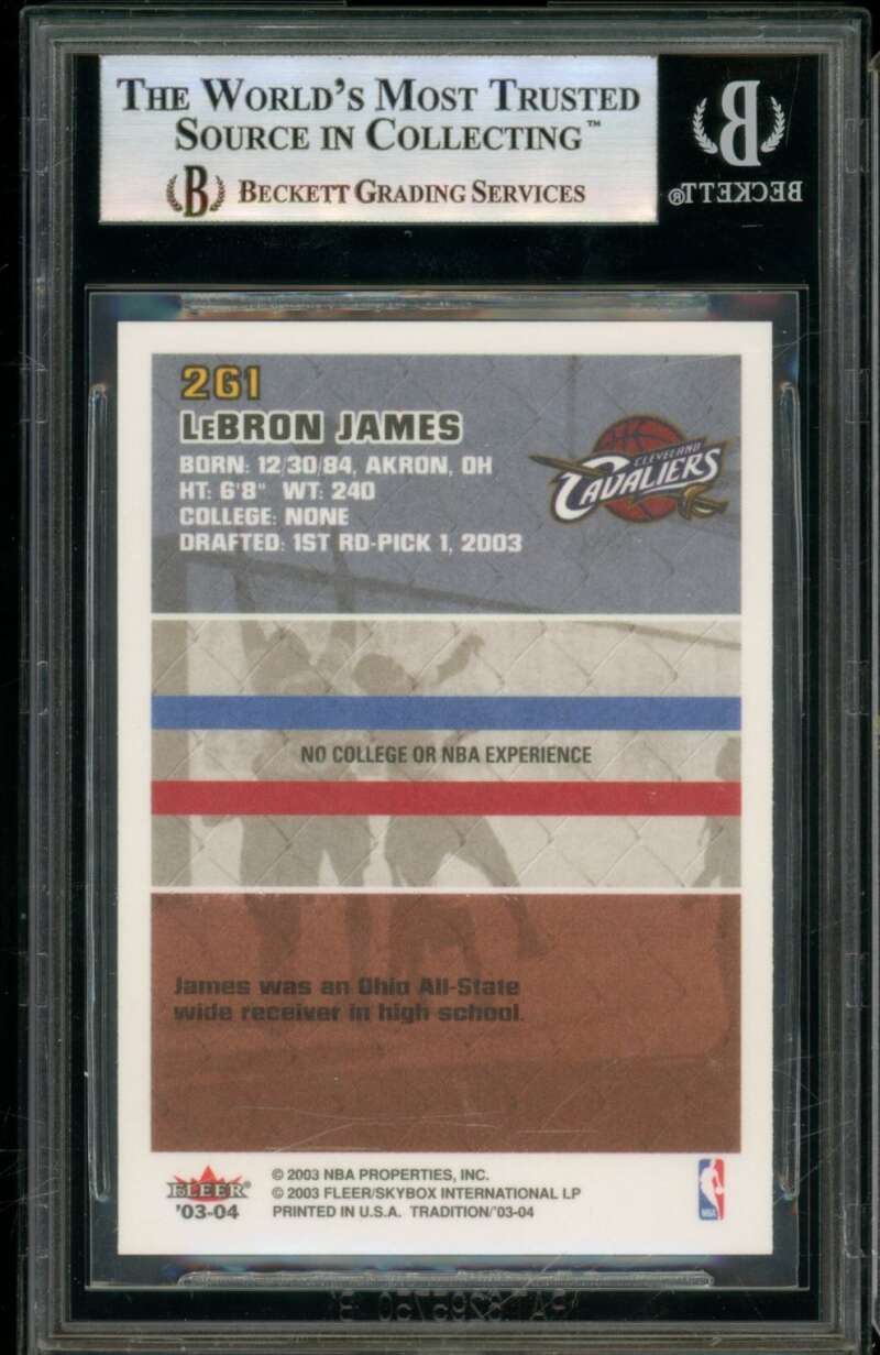 LeBron James Rookie Card 2003-04 Fleer Tradition #261 BGS 9 Image 2