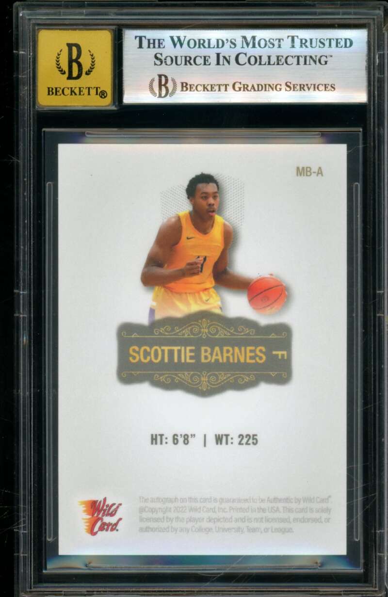 Scottie Barnes Rookie 2022-23 Wild Card Matte Autgraphs Silver (1/10) #MBA BGS 9 Image 2