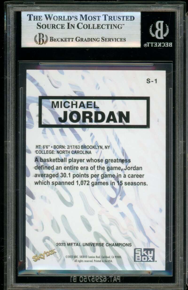 Michael Jordan 2023-24 Metal Universe Champions Skybox Premium Gold #S1 BGS 9 Image 2