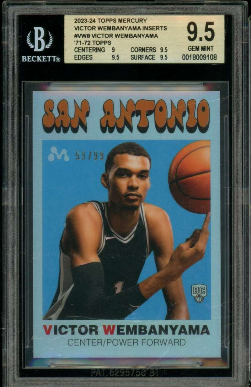 Victor Wembanyama 2023-24 Topps Mercury Inserts 71-72 Topps (pop 4) #VW8 BGS 9.5 Image 1