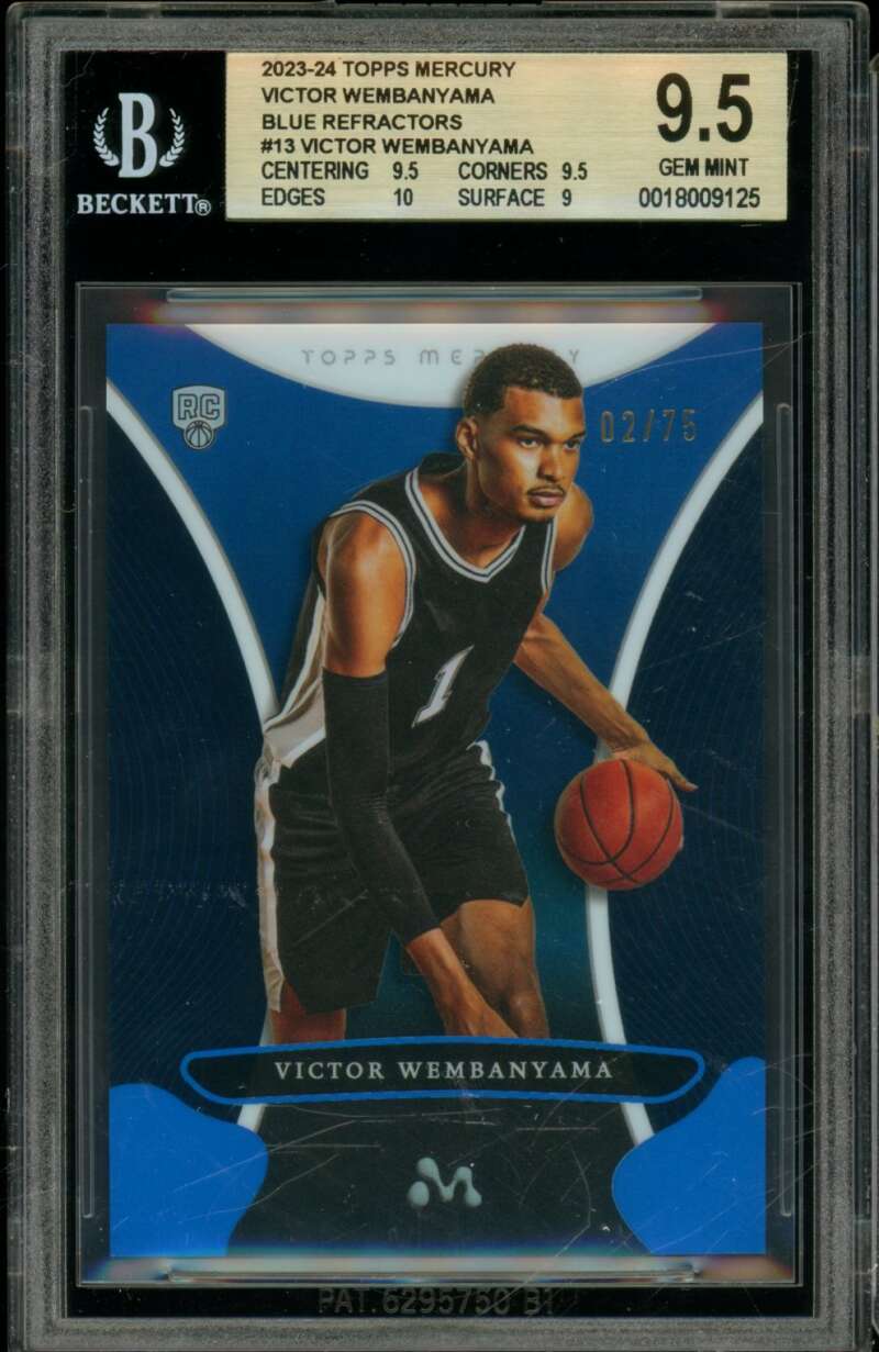 Victor Wembanyama Rookie Card 2023-24 Topps Mercury Blue Refractors #13 BGS 9.5 Image 1