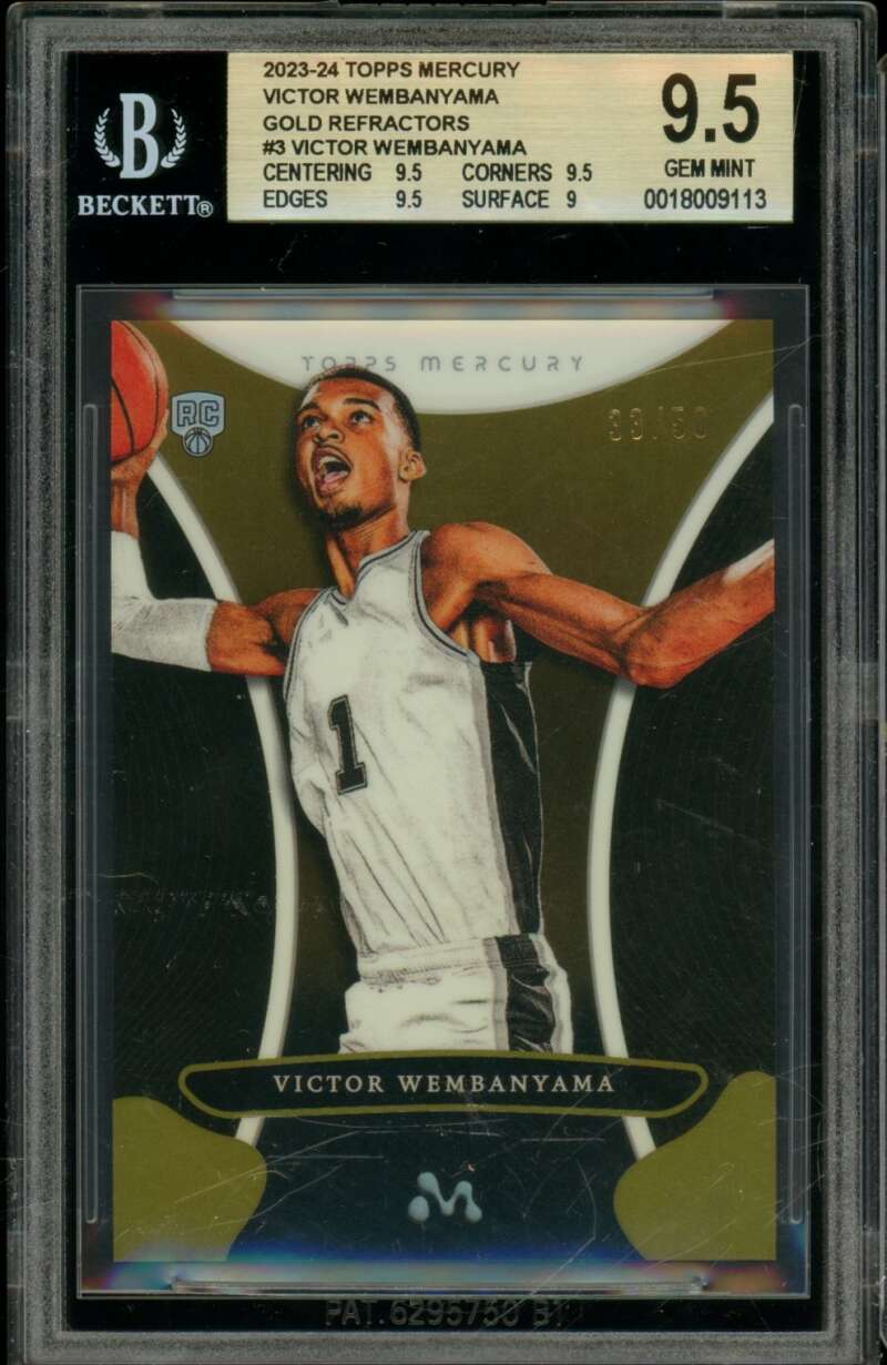 Victor Wembanyama Rookie 2023-24 Topps Mercury Gold Refractor (33/50) #3 BGS 9.5 Image 1