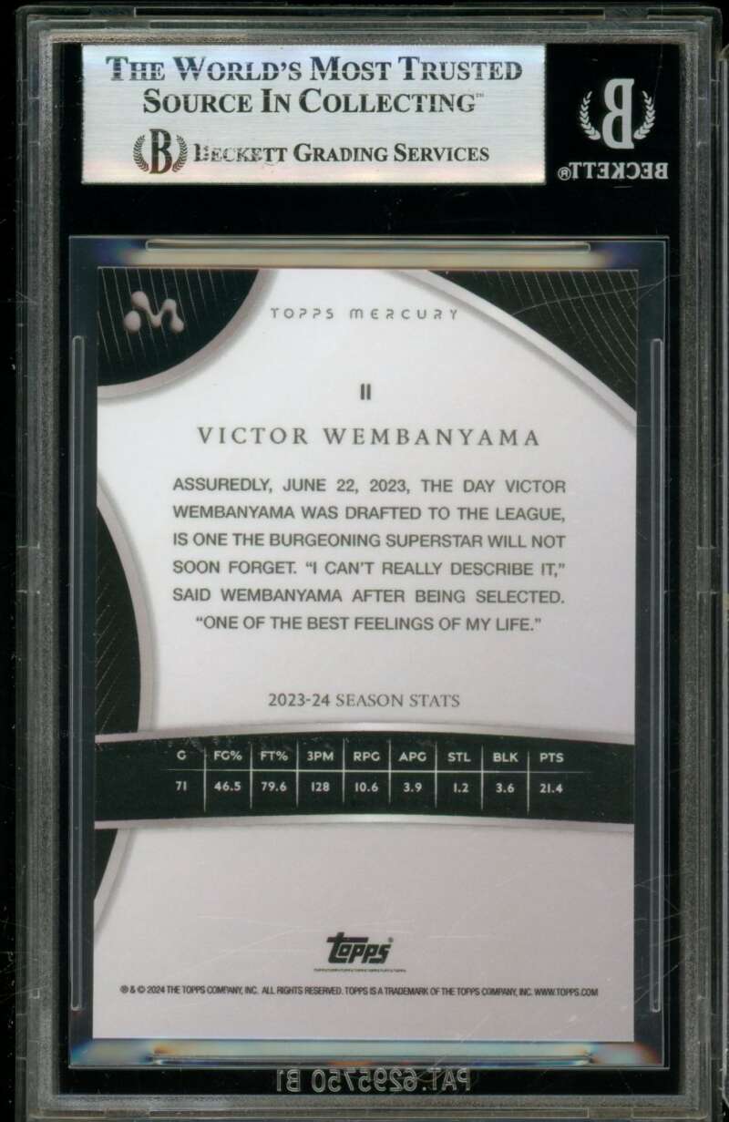 Victor Wembanyama Rookie 2023-24 Topps Mercury Kaleidoscope Refractors #11 BGS 9 Image 2