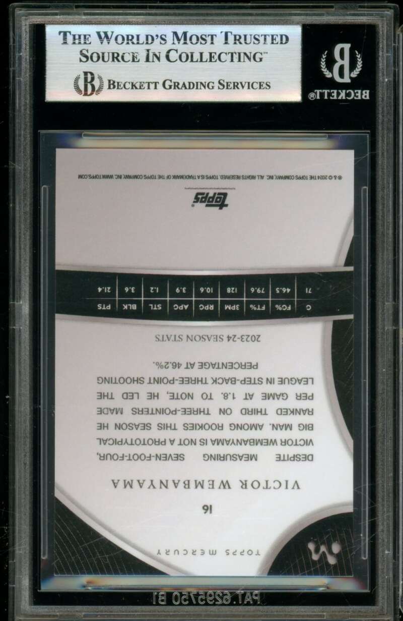 Victor Wembanyama Rookie 2023-24 Topps Mercury Kaleidoscope Refractors #16 BGS 9 Image 2