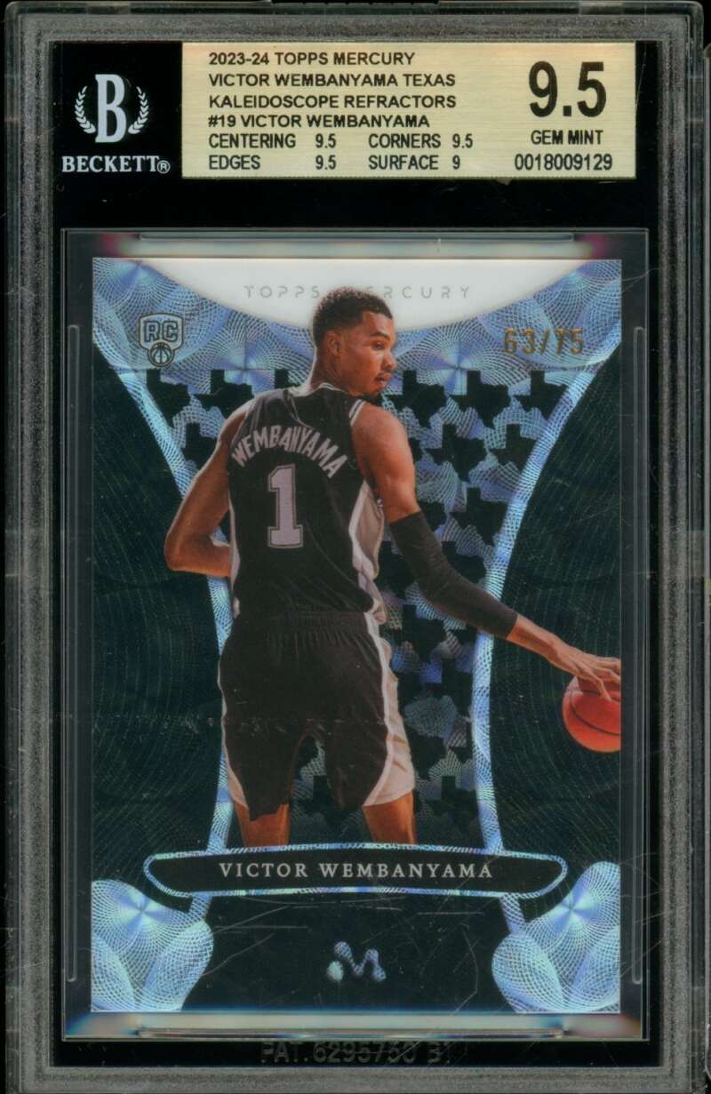 Victor Wembanyama RC 2023-24 Topps Mercury Kaleidoscope Refractors #19 BGS 9.5 Image 1
