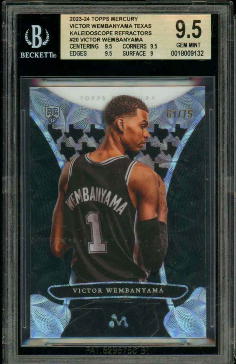 Victor Wembanyama RC 2023-24 Topps Mercury Kaleidoscope Refractors #20 BGS 9.5 Image 1