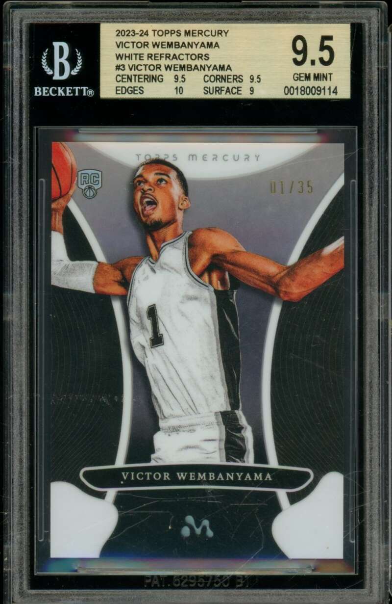 Victor Wembanyama Rookie 2023-24 Topps Mercury White Refractor (1/35) #3 BGS 9.5 Image 1
