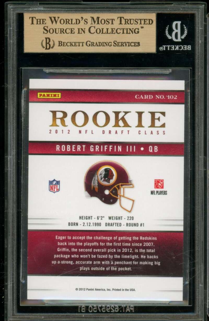Robert Griffin III Rookie Card 2012 Elite #102 BGS 9.5 Image 2