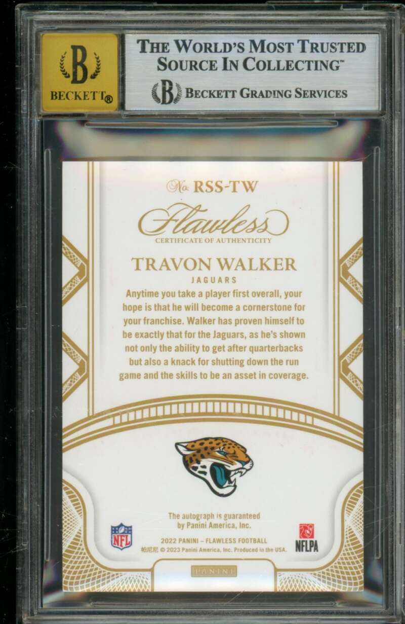 Travon Walker RC 2022 Panini Flawless Gold Ruby Efoilution (2/3) #RSSTW BGS 9 Image 2