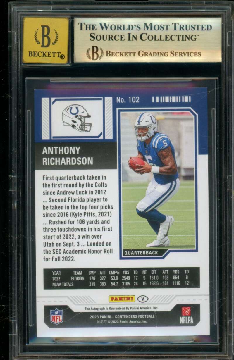 Anthony Richardson Rookie 2023 Panini Contenders Conference Ticket #102 BGS 9.5 Image 2