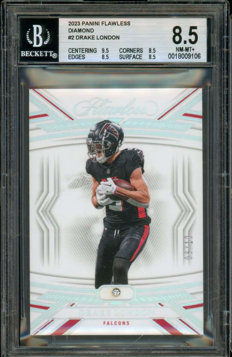 Drake London Rookie Card 2023 Panini Flawless Diamond (8/10) (pop 1) #2 BGS 8.5 Image 1