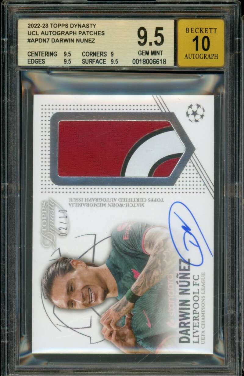 Darwin Nunez 2022-23 Topps Dynasty Ucl Autograph Patches (2/10) #APDN7 BGS 9.5 Image 1