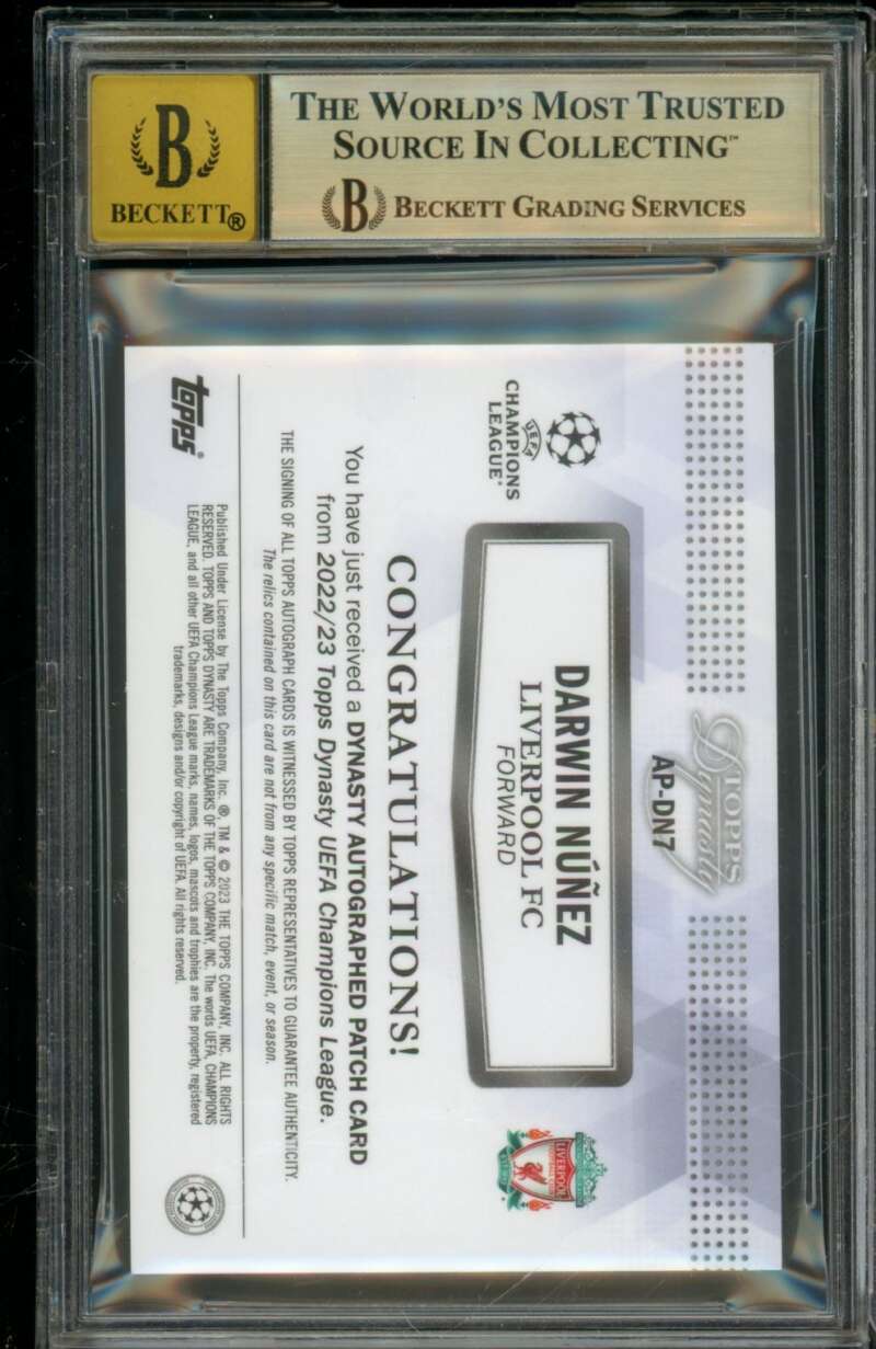 Darwin Nunez 2022-23 Topps Dynasty Ucl Autograph Patches (2/10) #APDN7 BGS 9.5 Image 2