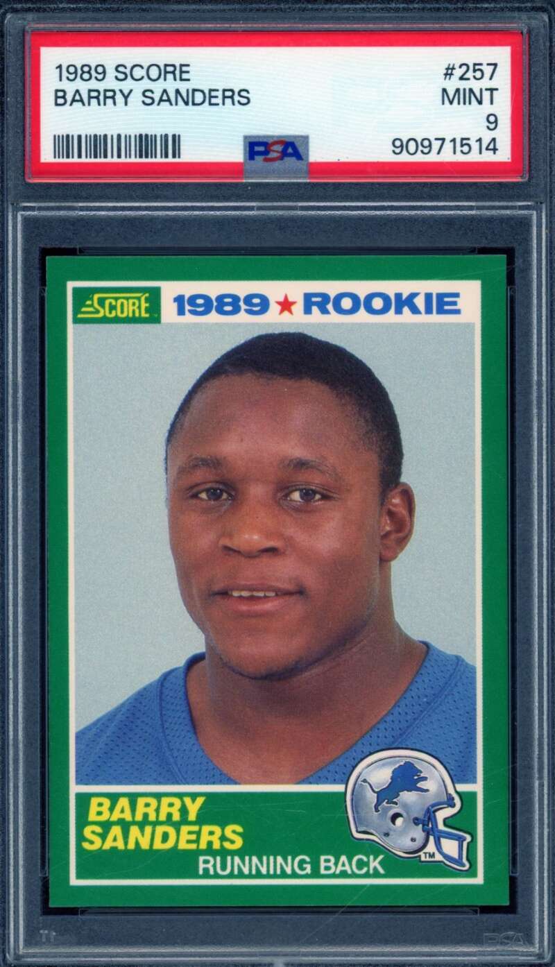 Barry Sanders Rookie Card 1989 Score #257 PSA 9 Image 1