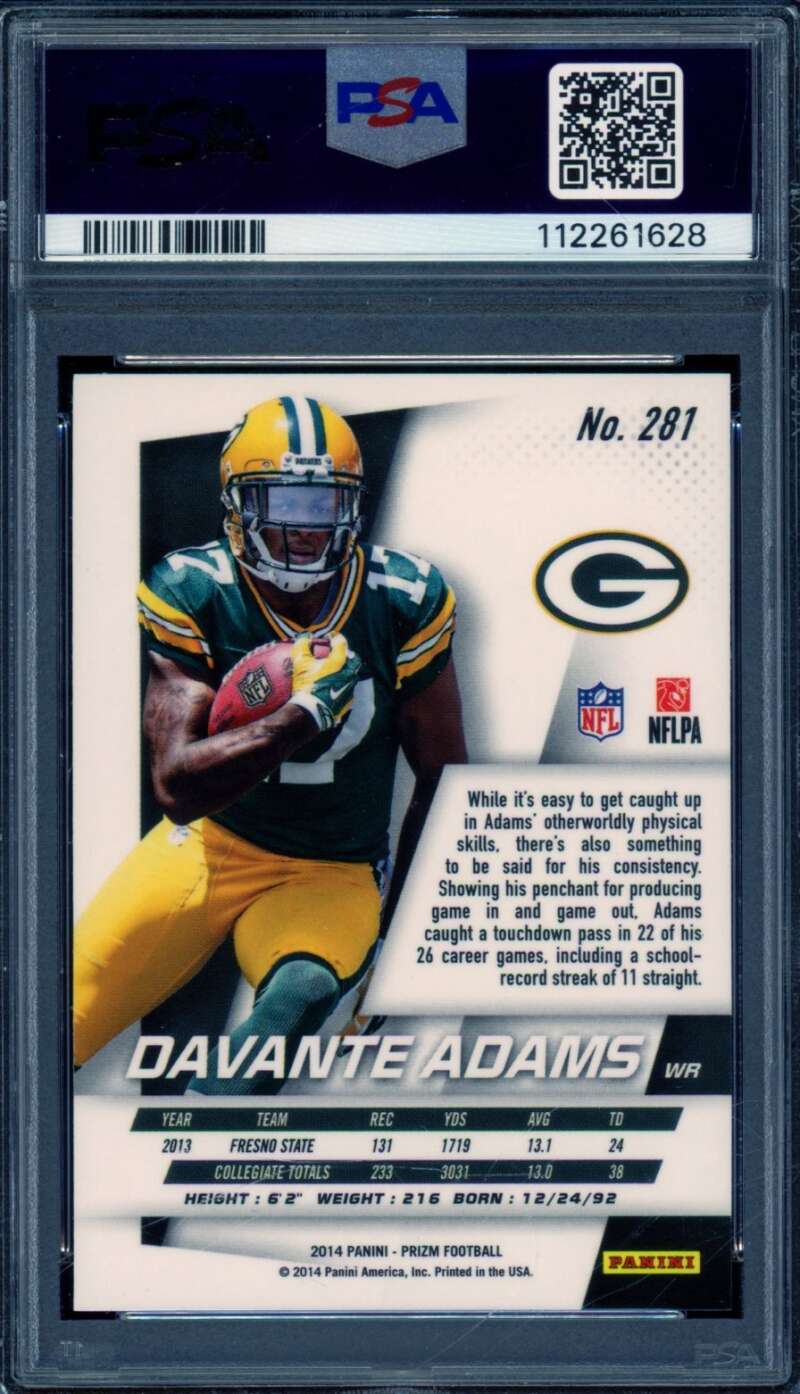 Davante Adams Rookie Card 2014 Panini Prizm #281 PSA 9 Image 2