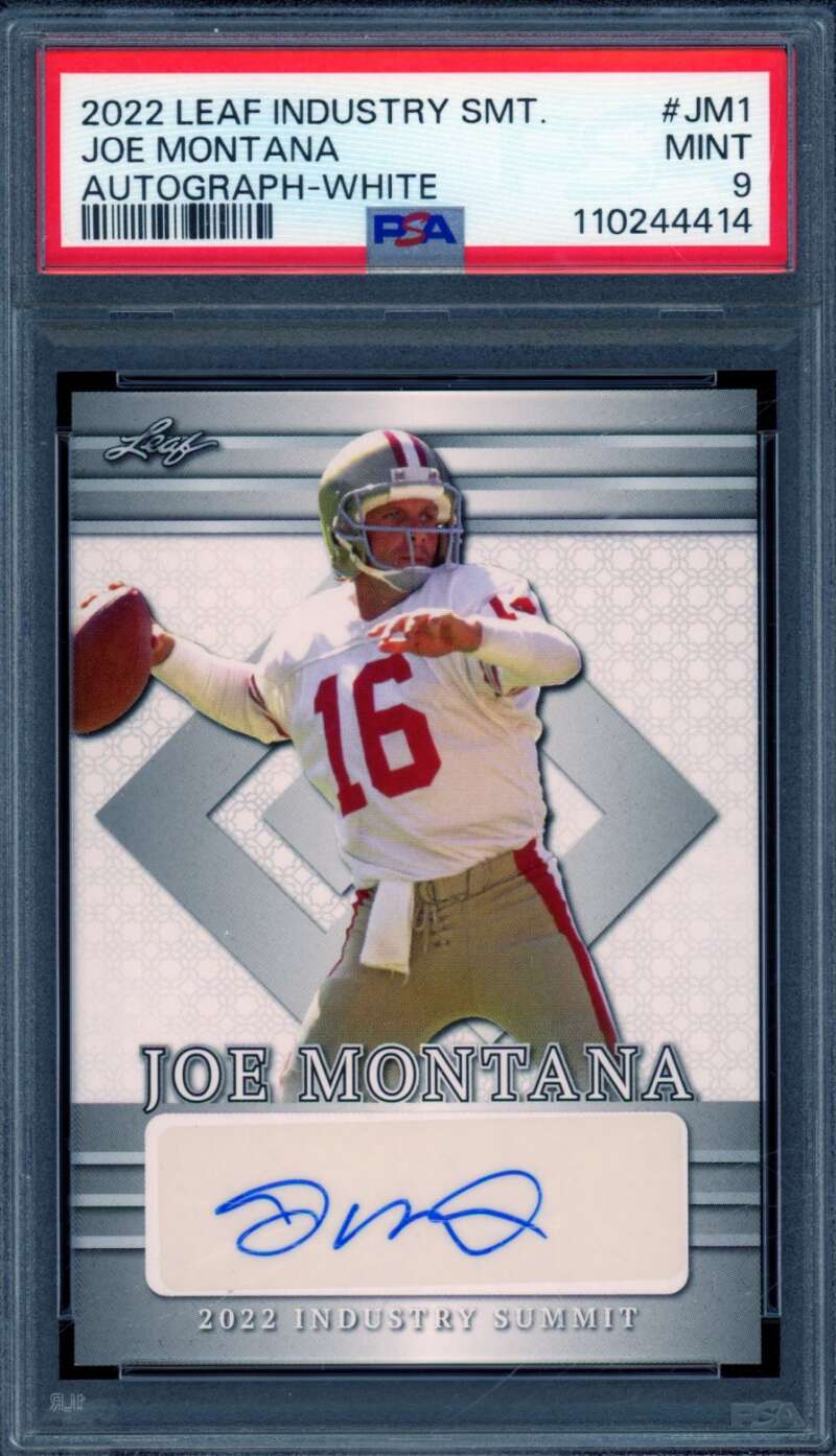 Joe Montana Card 2022 Leaf Industry Summit Autograph White (pop 5) #JM1 PSA 9 Image 1