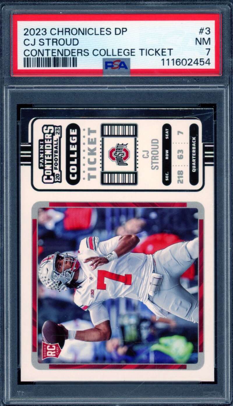 C.J. Stroud Rookie Card 2023 Chronicles DP Contenders College Ticket #3 PSA 7 Image 1