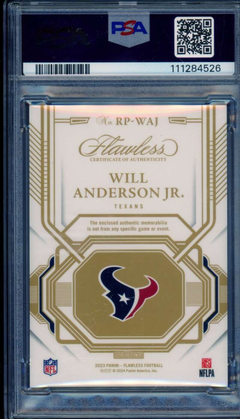 Will Anderson Jr. Rookie 2023 Flawless Rookie Patch Ruby (10/15) #RPWAJ PSA 9 Image 2