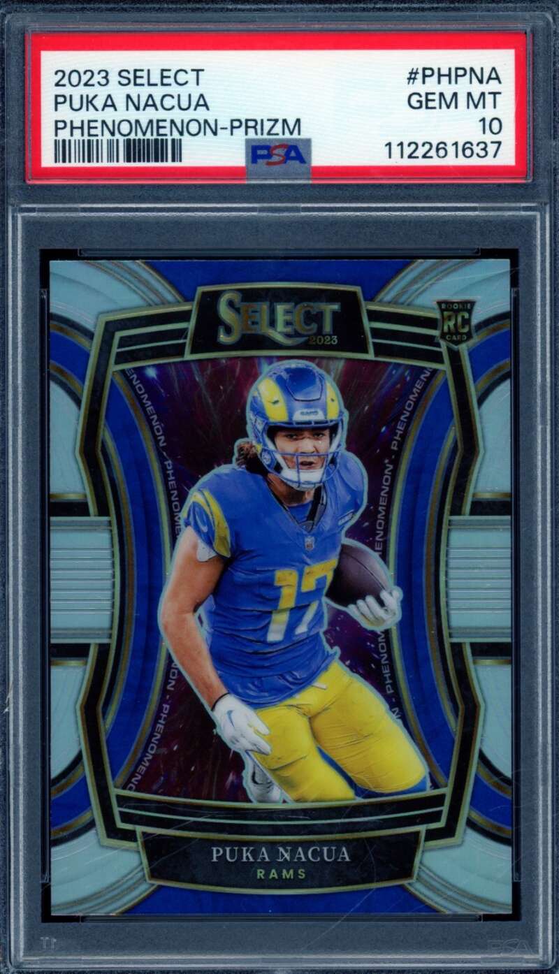 Puka Nacua Rookie Card 2023 Select Phenomenon Prizm #Phpna PSA 10 Image 1