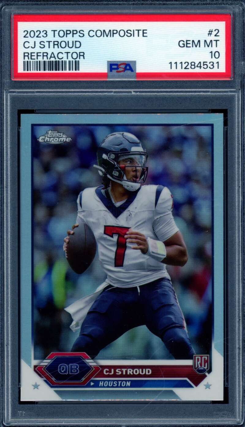 C.J. Stroud Rookie Card 2023 Topps Composite Refractor #2 PSA 10 Image 1