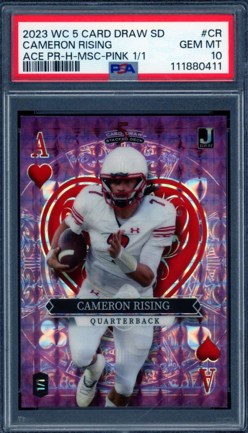 Cameron Rising Rookie Card 2023 Wild Card Draw Ace Pink (1/1) #CR PSA 10 Image 1