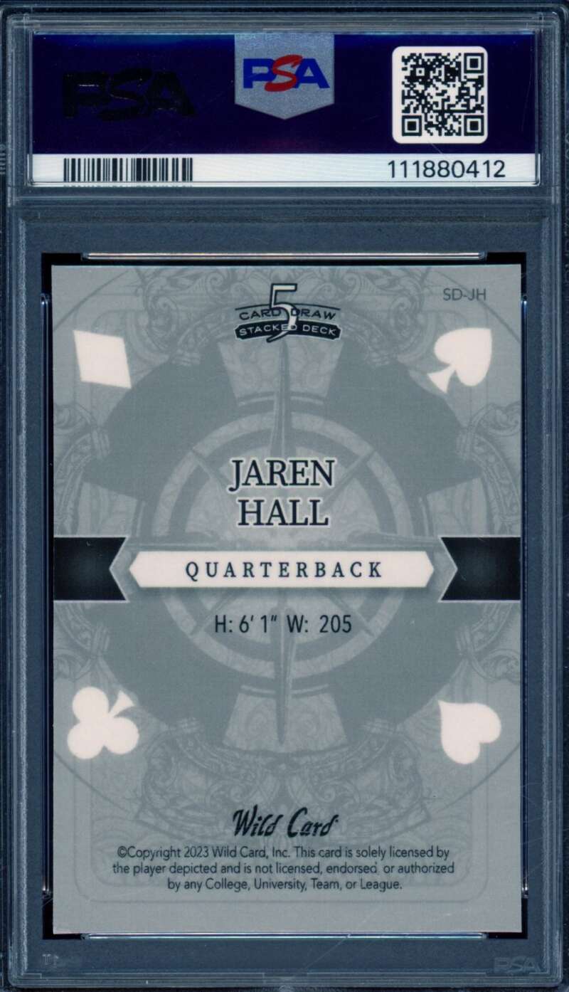 Jaren Hall Rookie Card 2023 Wild Card Draw Ace Rainbow Red (1/2) #JH PSA 9 Image 2